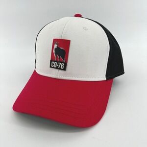 Colorado-1876 CO-76 Mountain Goat Baseball Cap Hat Red White Black Adjustable
